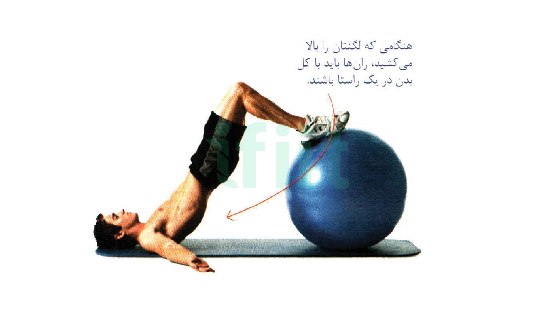 بالا کشیدن ران روی توپ سوییسی  و حرکت پشت ران 