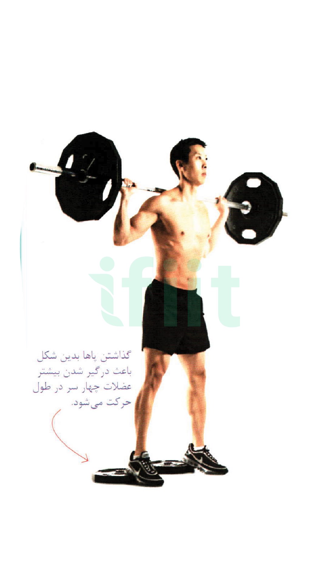 اسکات با هالتر همراه پاشنه بالا کشیده شده 