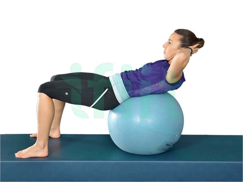 Abdominal Prep - Curl Up - Hands Behind Head (Ball)